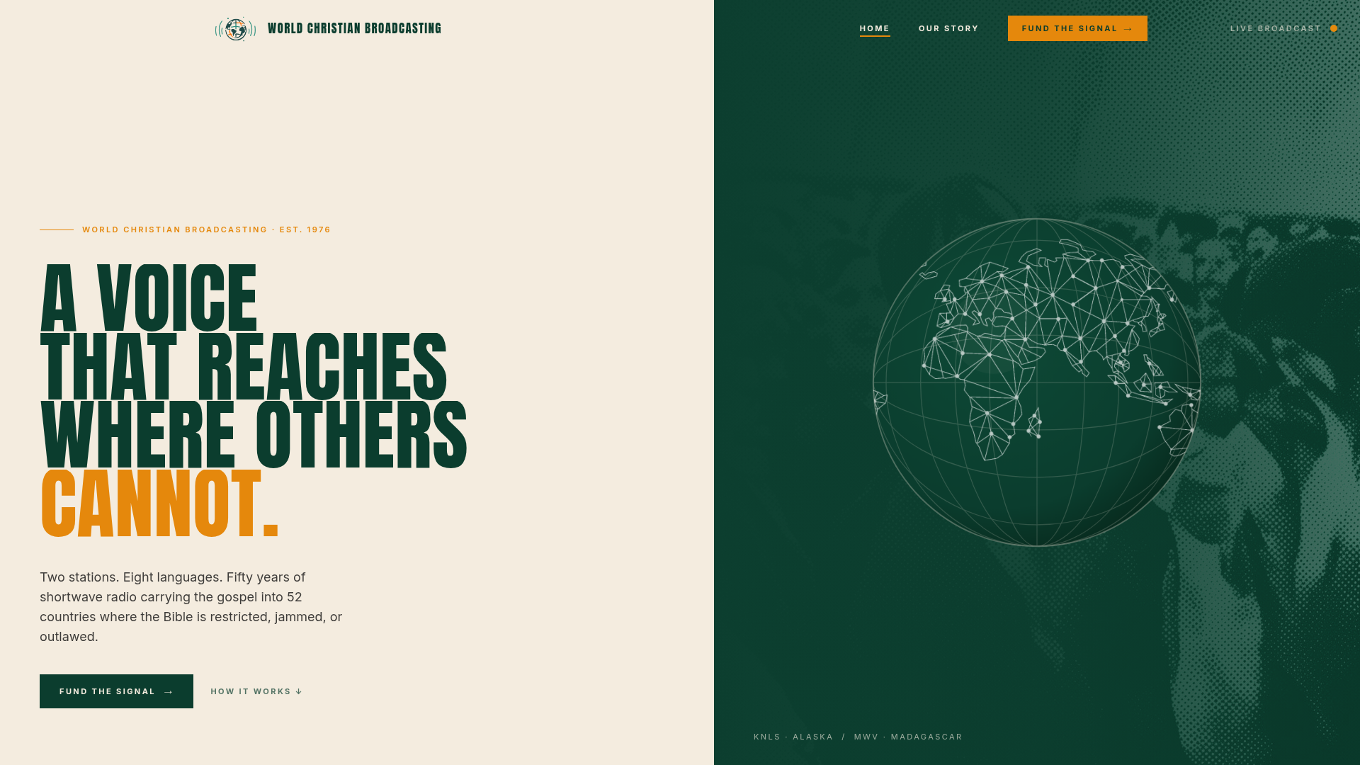 World Christian Broadcasting website built on Subsplash