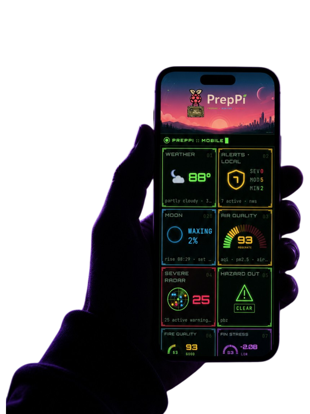 Hand holding a phone showing a custom business dashboard